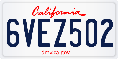CA license plate 6VEZ502