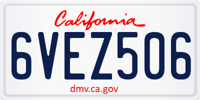 CA license plate 6VEZ506