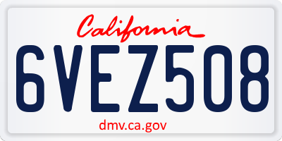 CA license plate 6VEZ508