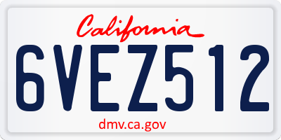 CA license plate 6VEZ512
