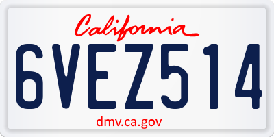 CA license plate 6VEZ514