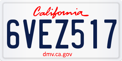 CA license plate 6VEZ517