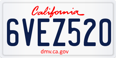 CA license plate 6VEZ520