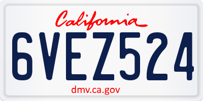 CA license plate 6VEZ524