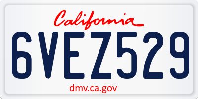 CA license plate 6VEZ529