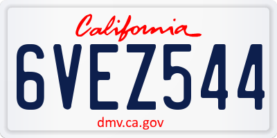 CA license plate 6VEZ544