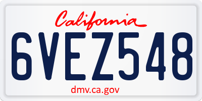 CA license plate 6VEZ548