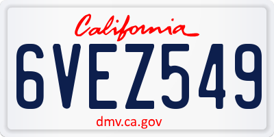 CA license plate 6VEZ549
