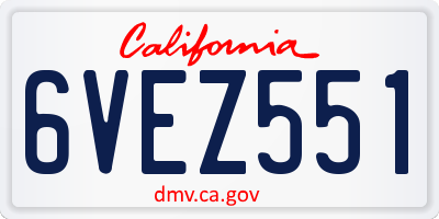 CA license plate 6VEZ551