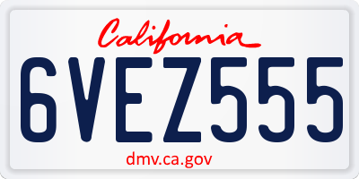 CA license plate 6VEZ555