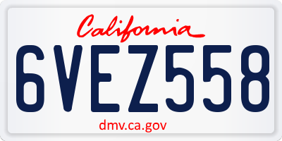 CA license plate 6VEZ558