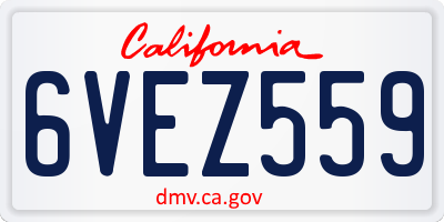 CA license plate 6VEZ559