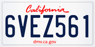 CA license plate 6VEZ561