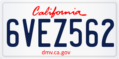 CA license plate 6VEZ562