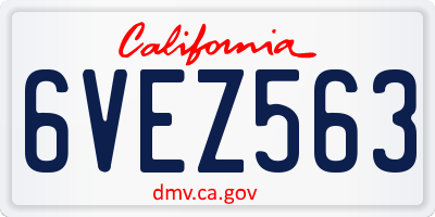 CA license plate 6VEZ563