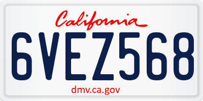 CA license plate 6VEZ568