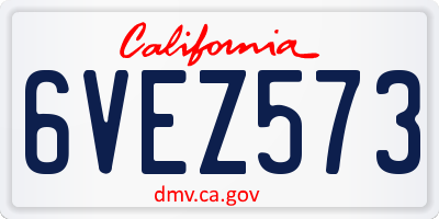 CA license plate 6VEZ573