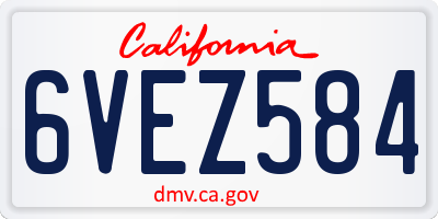 CA license plate 6VEZ584