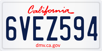 CA license plate 6VEZ594