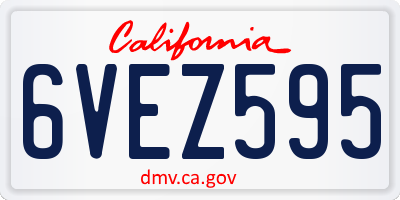 CA license plate 6VEZ595