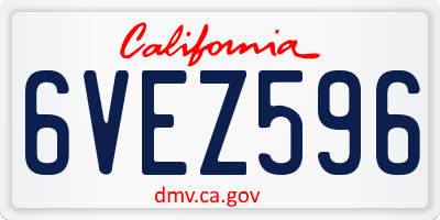 CA license plate 6VEZ596