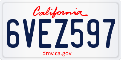 CA license plate 6VEZ597