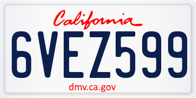 CA license plate 6VEZ599