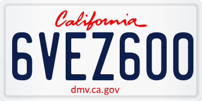 CA license plate 6VEZ600