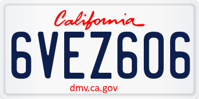 CA license plate 6VEZ606