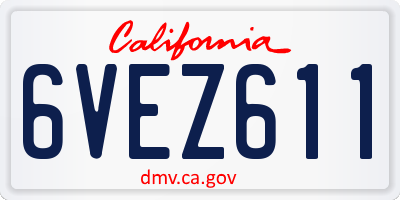 CA license plate 6VEZ611