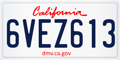 CA license plate 6VEZ613