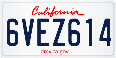 CA license plate 6VEZ614