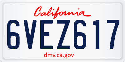 CA license plate 6VEZ617