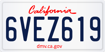 CA license plate 6VEZ619