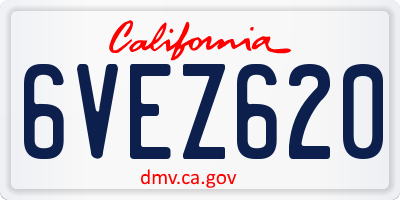 CA license plate 6VEZ620