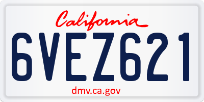 CA license plate 6VEZ621