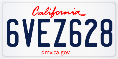 CA license plate 6VEZ628