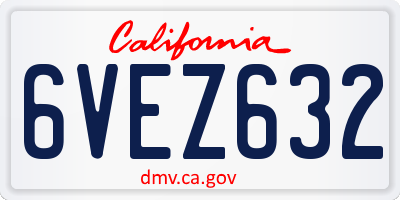 CA license plate 6VEZ632
