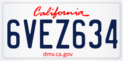 CA license plate 6VEZ634