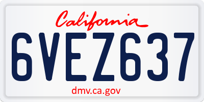 CA license plate 6VEZ637