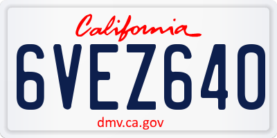 CA license plate 6VEZ640
