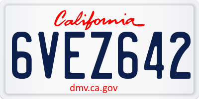 CA license plate 6VEZ642
