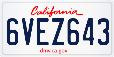 CA license plate 6VEZ643