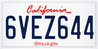 CA license plate 6VEZ644