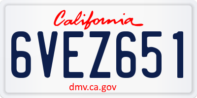CA license plate 6VEZ651