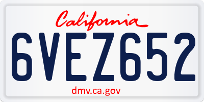 CA license plate 6VEZ652