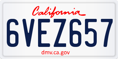 CA license plate 6VEZ657