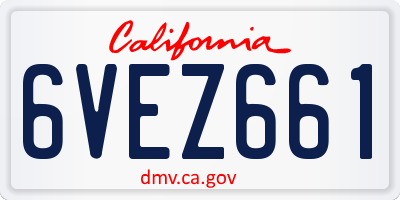 CA license plate 6VEZ661