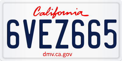 CA license plate 6VEZ665