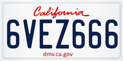 CA license plate 6VEZ666